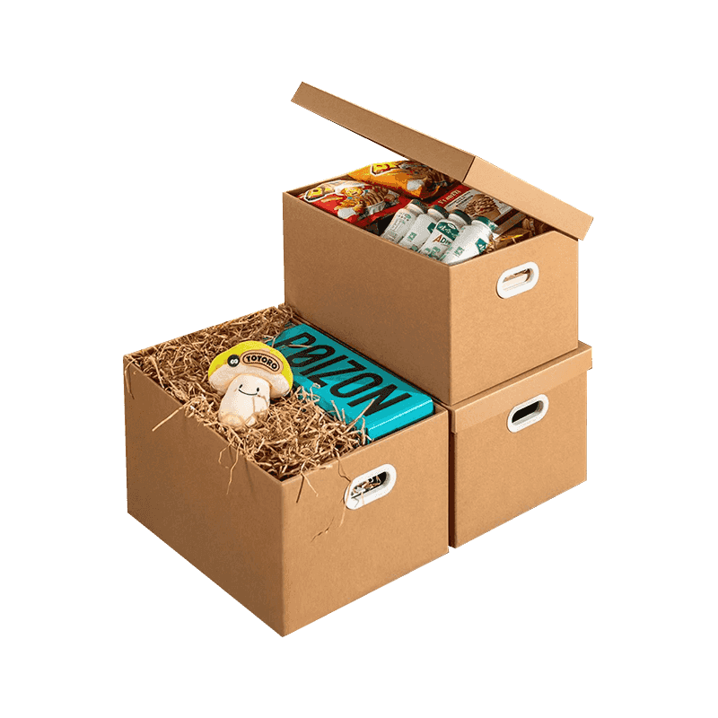 Flytning af bølgepapforsendelseskasser