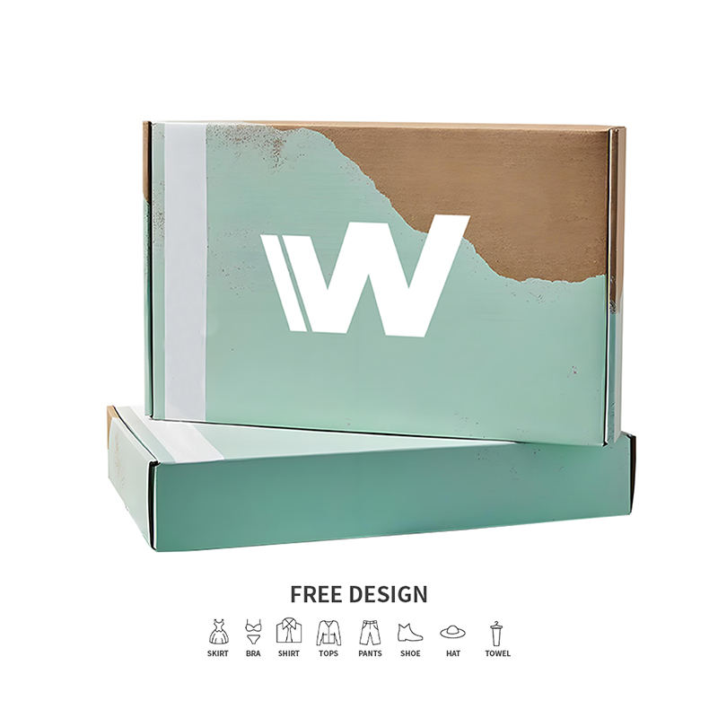 Blågrønne bølgepapbeklædningsæsker