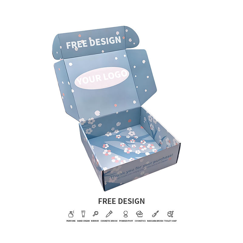 Blå baggrund kronblad korrugerede kosmetiske emballageæsker